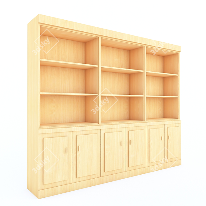 Minimalist Wooden Bookcase - 400x2200x2700mm 3D model image 1