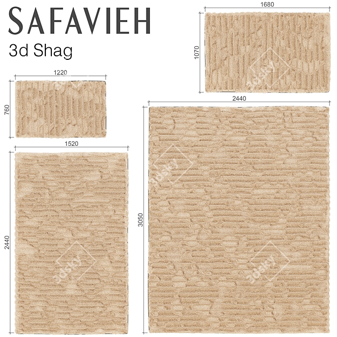 SAFAVIEH 3D Shag Rug Set 3D model image 2