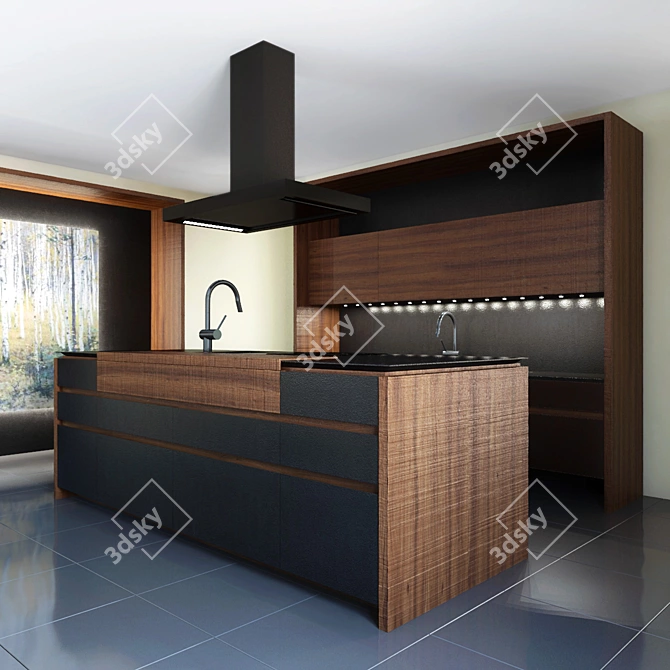 Cemento Eta Noir: Bold Elegance for Your Kitchen 3D model image 1