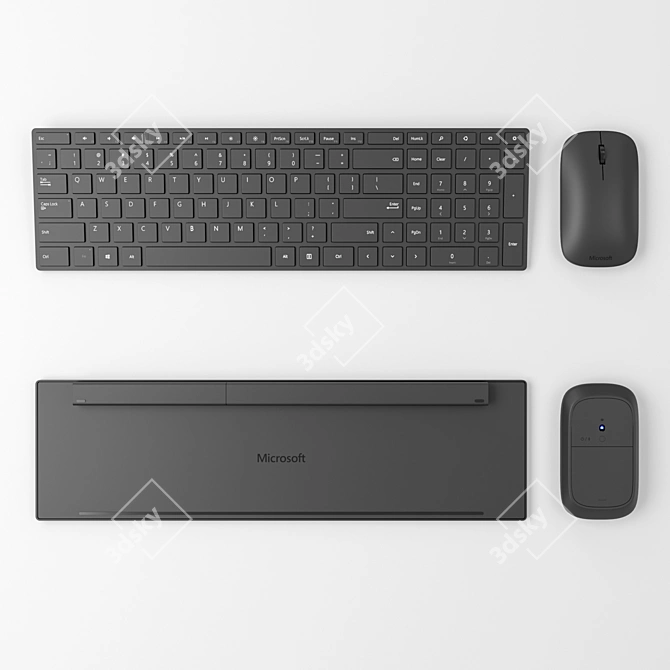 Title: Microsoft Designer: Enhanced Keyboard & Mouse Set 3D model image 1