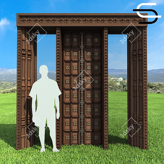 Colonial Door 2 3D model image 3