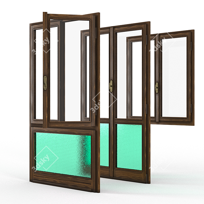 Milan 60s Wood Window 3D model image 1