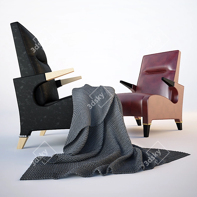 Cozy Armchair: Knitted Comfort 3D model image 1