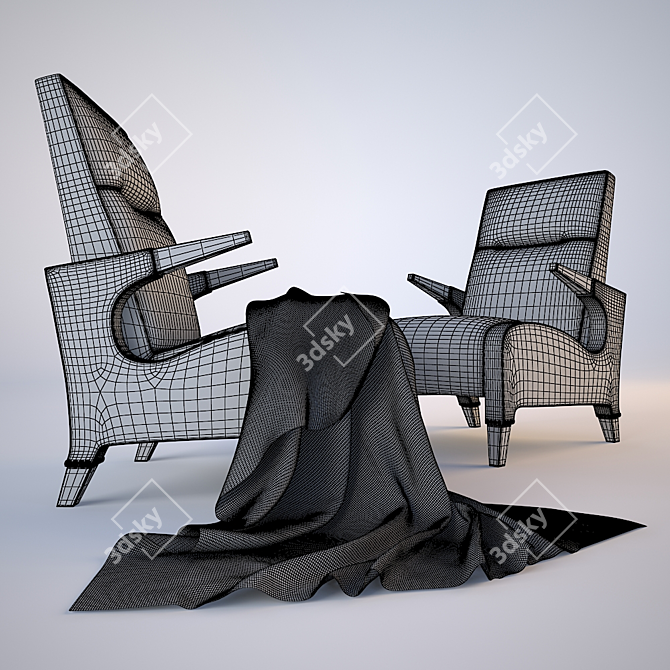 Cozy Armchair: Knitted Comfort 3D model image 2