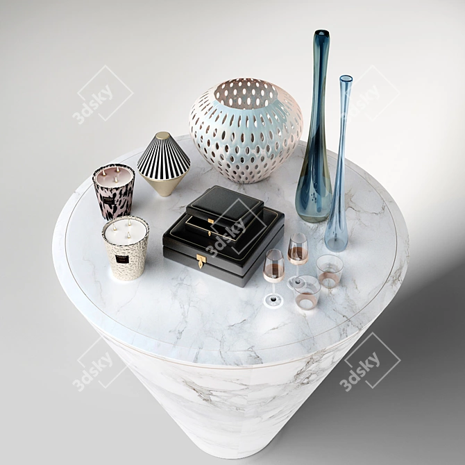 Elegant Decor Set: Boabab Candles, Harrods Glasses, Glass Vases, Jewelry Box 3D model image 3