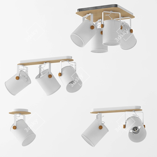 Title: Relax White Ceiling Lamp Set 3D model image 1