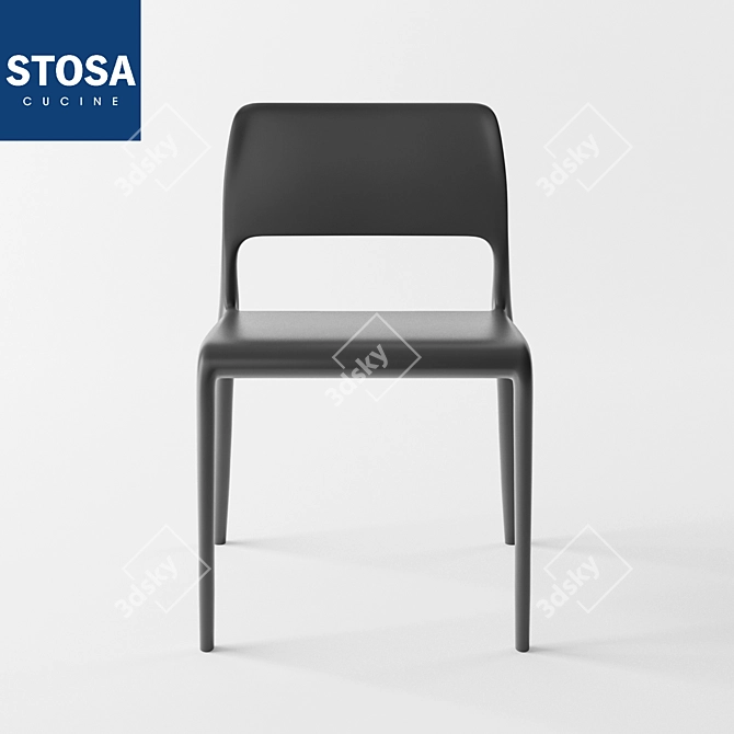 Sleek Resin Kitchen Chair 3D model image 3