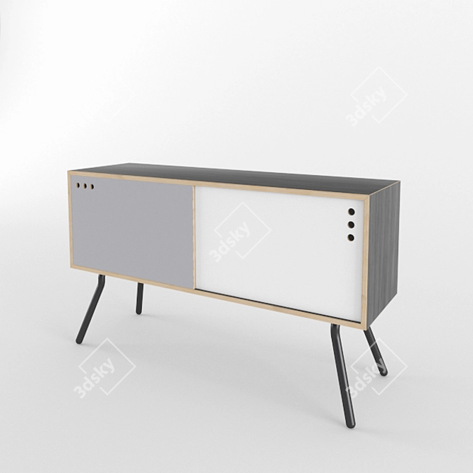 Modern Danish Sideboard Chest 3D model image 2