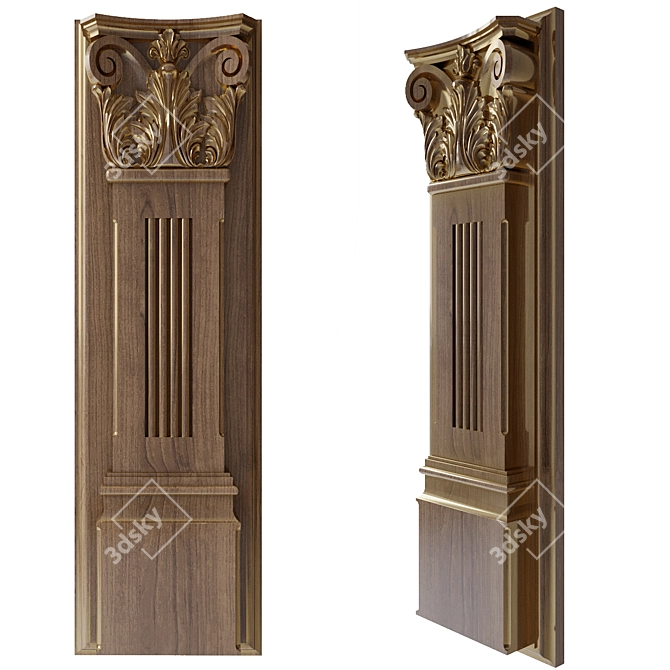 Elegant Carved Pilaster 3D model image 2