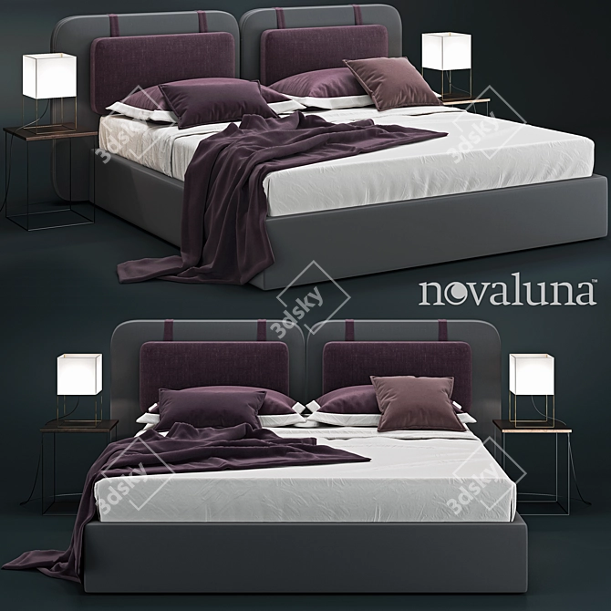 Novaluna Sound: Stylish Double Bed 3D model image 1