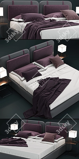 Novaluna Sound: Stylish Double Bed 3D model image 2