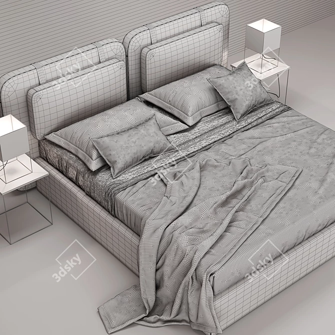 Novaluna Sound: Stylish Double Bed 3D model image 3