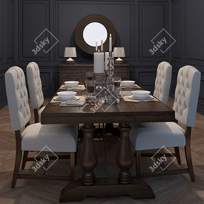 Elegant Dining Set & Stunning Table Lamp 3D model image 1