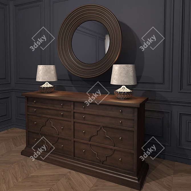 Elegant Dining Set & Stunning Table Lamp 3D model image 3