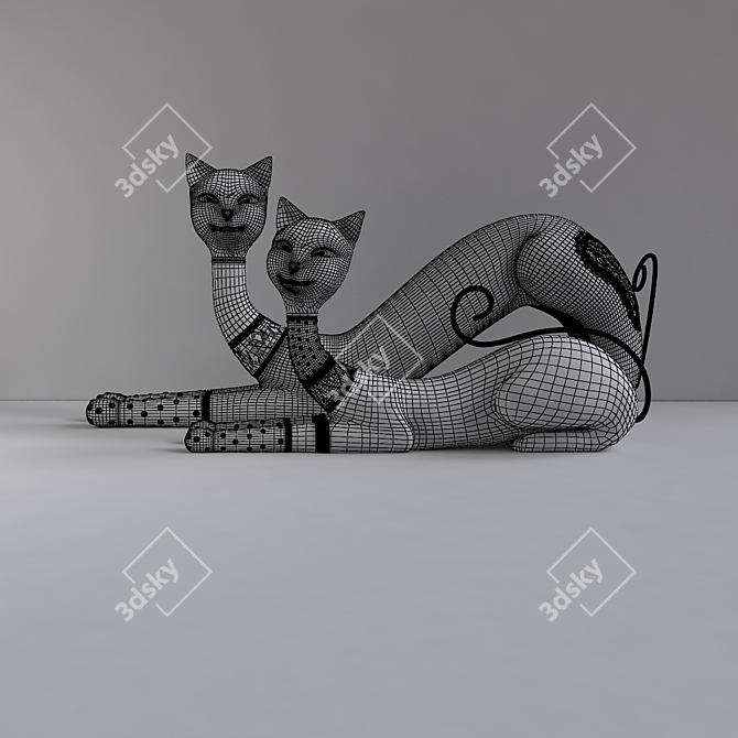 Feline Statuette Collection 3D model image 3