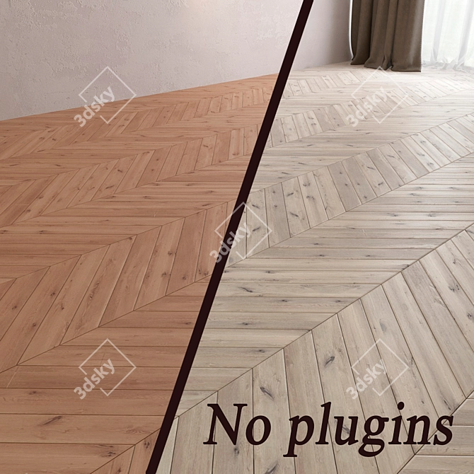 Premium Parquet Chevron: Sahara & Polar Oak 3D model image 1