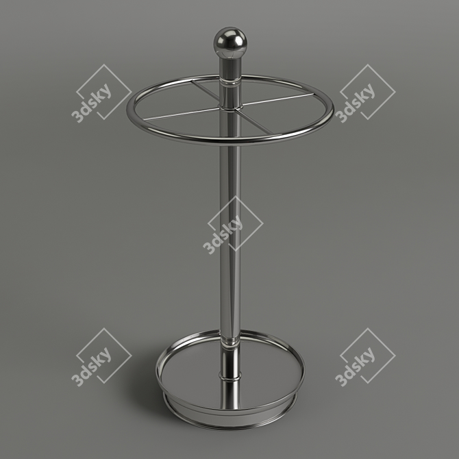 Sleek Chrome Umbrella Stand 3D model image 1