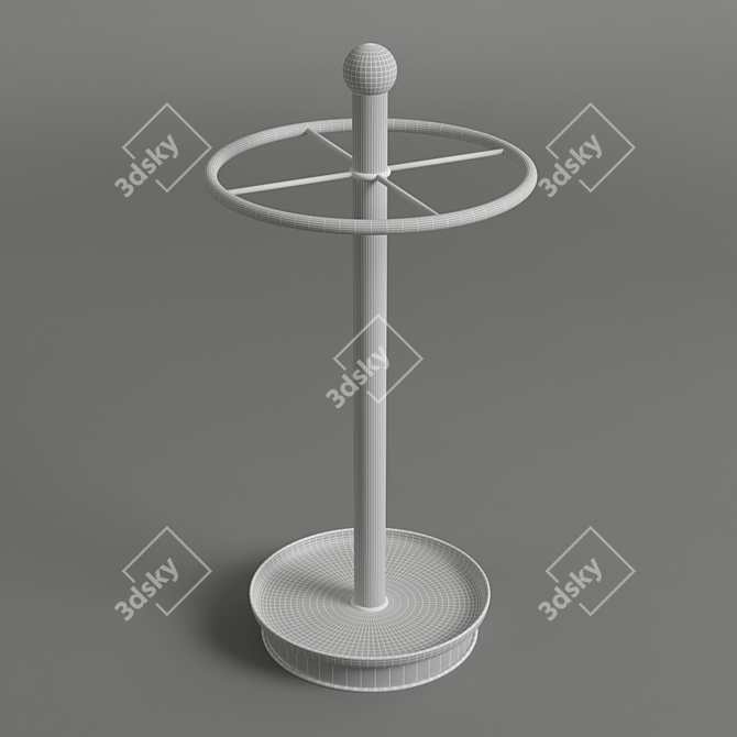 Sleek Chrome Umbrella Stand 3D model image 2