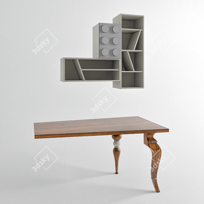 Lola Glamour Composition: Bed, Desk, Shelf 3D model image 3