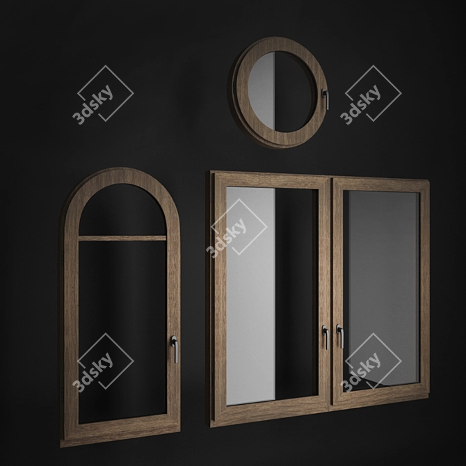 Elegant Wooden Windows  3D model image 1