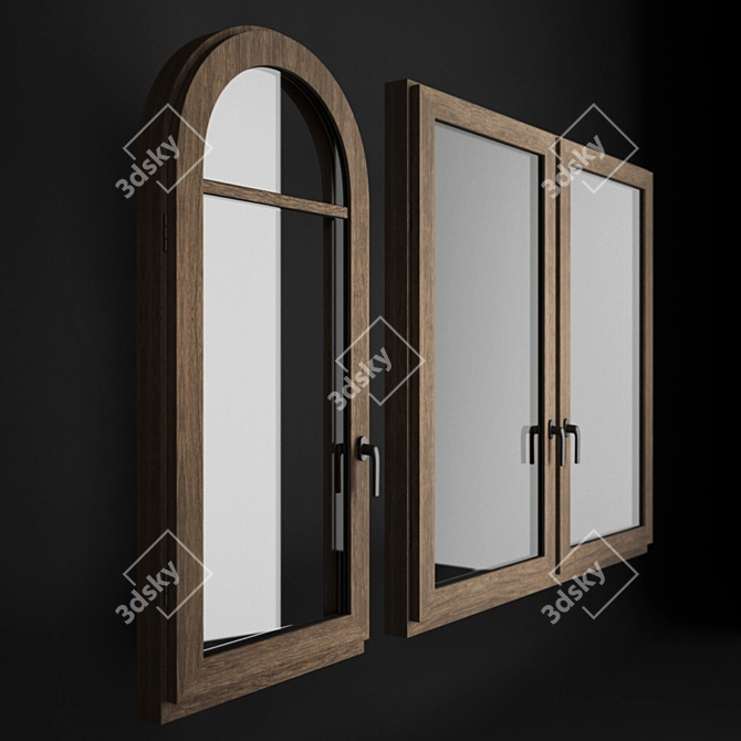 Elegant Wooden Windows  3D model image 2