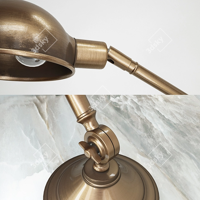 Vintage Brass Loft Table Lamp 3D model image 2