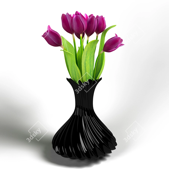 Vibrant Tulip Vase: 3D Rendering 3D model image 1