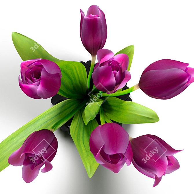 Vibrant Tulip Vase: 3D Rendering 3D model image 2