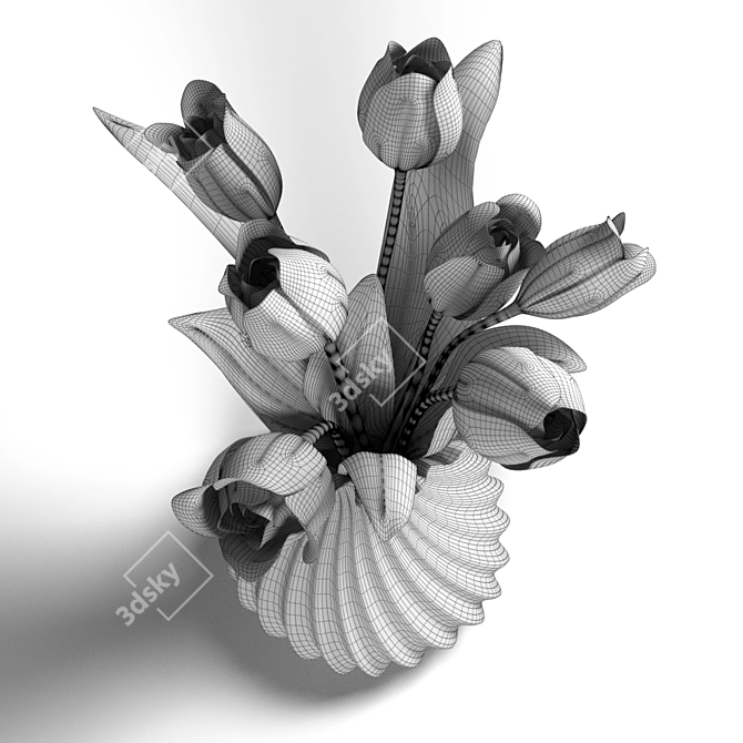 Vibrant Tulip Vase: 3D Rendering 3D model image 3