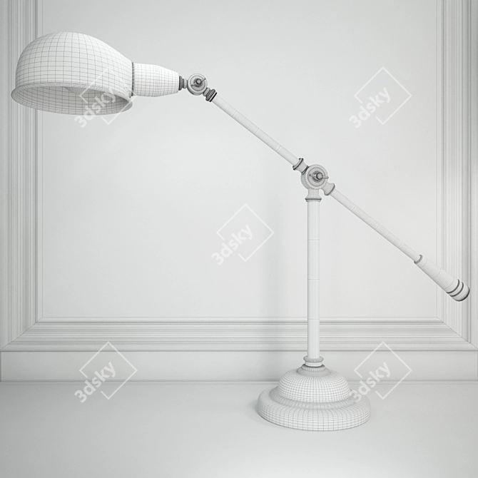 Vintage Metal Table Lamp 3D model image 3