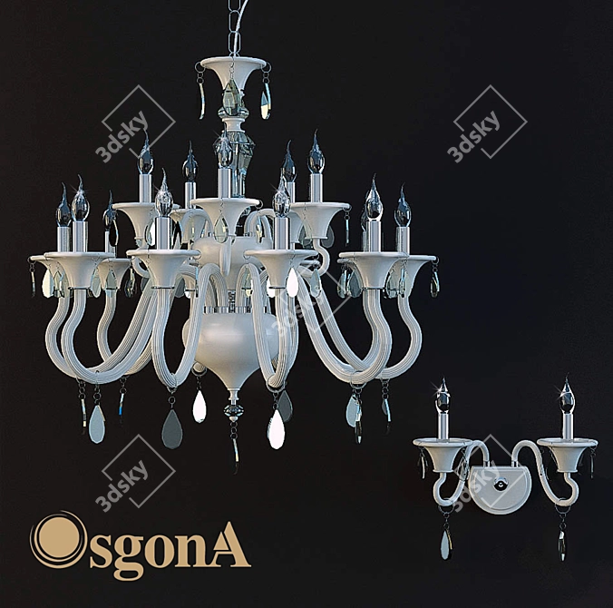 Elegant White Chandelier 3D model image 1