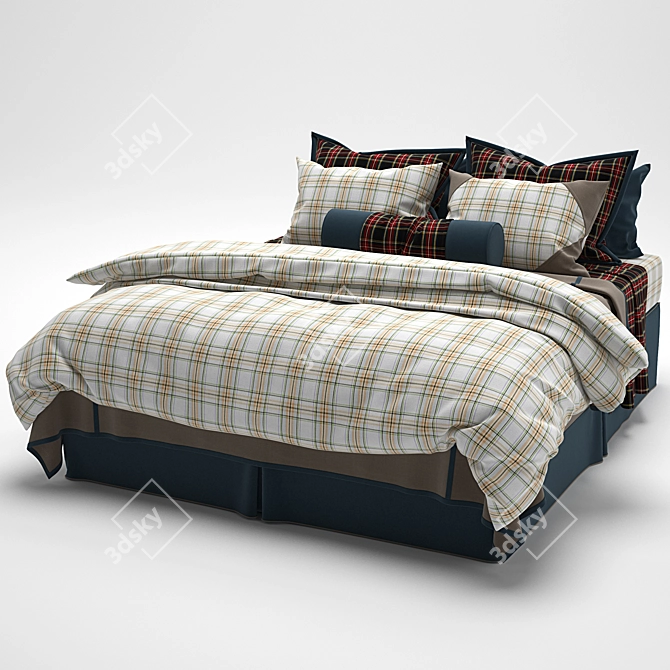 Title: Ethnic-Chic Bedding Set 3D model image 1