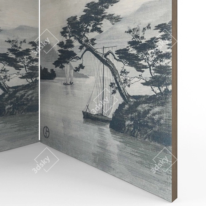 Elegant Levante Wooden Screen 3D model image 2