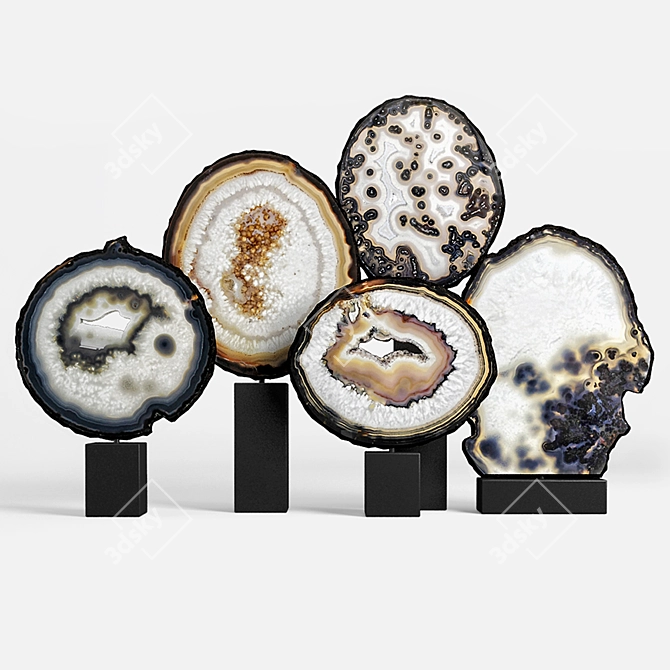 Elegant Agate Decor Set 3D model image 1