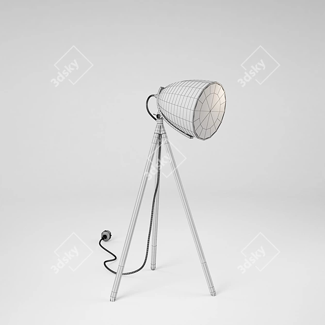 Modern Retro Tripod Chrome Table Lamp 3D model image 3