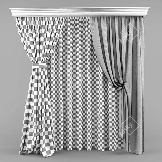 Title: Contemporary Window Drapes 3D model image 2