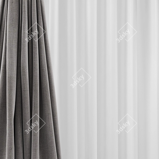 Title: Contemporary Window Drapes 3D model image 3