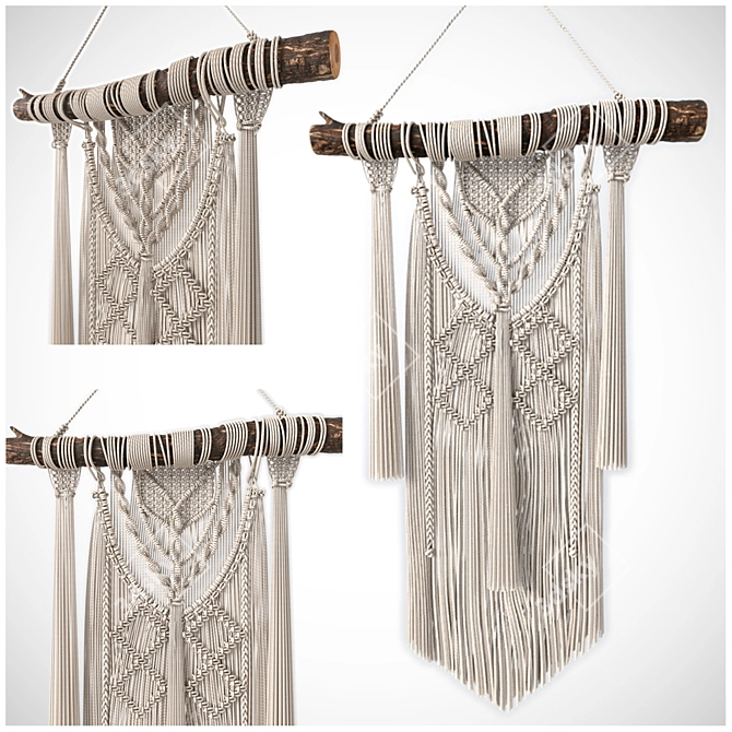 Boho Bliss Macrame Wall Hanging 3D model image 1