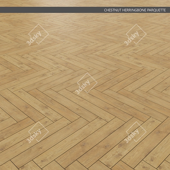 Charming Chestnut Herringbone Parquet 3D model image 1