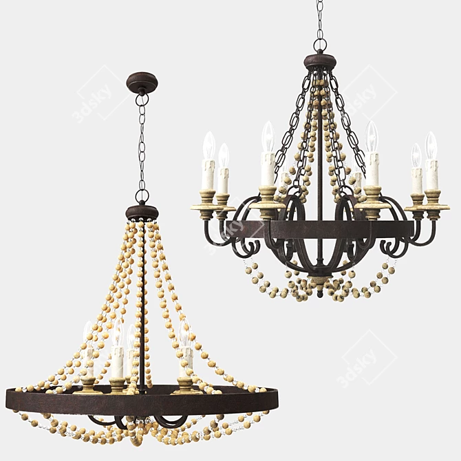 Savoy House Mallory 6-Light Fossil Stone Chandelier 3D model image 3