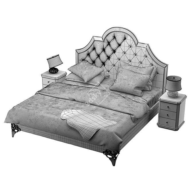 Elegant Garda Decor Bed 3D model image 3