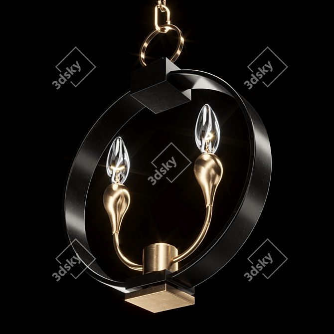 Elegant Dresden 2-Light Chandelier 3D model image 2