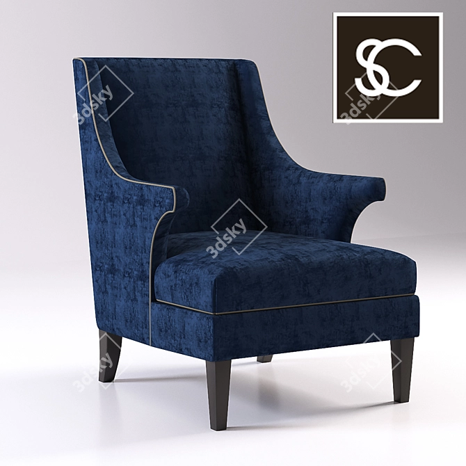 Luxurious Bishop Armchair: Stylish, Piped Design 3D model image 1