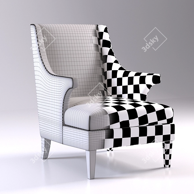 Luxurious Bishop Armchair: Stylish, Piped Design 3D model image 3