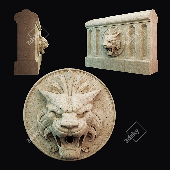 Lion Head Gargoyle Rain Gutter 3D model image 1