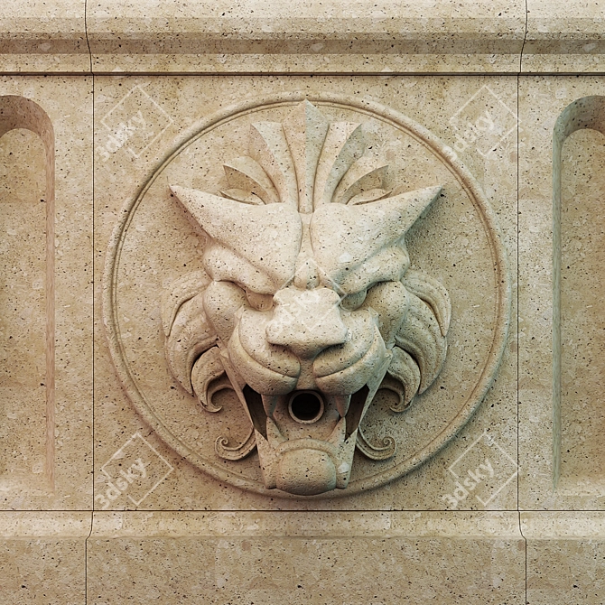 Lion Head Gargoyle Rain Gutter 3D model image 2