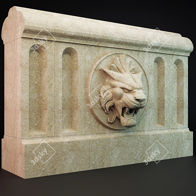 Lion Head Gargoyle Rain Gutter 3D model image 3