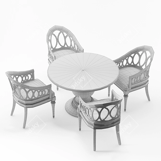 Elegant Melange Cambria Dining Set 3D model image 3