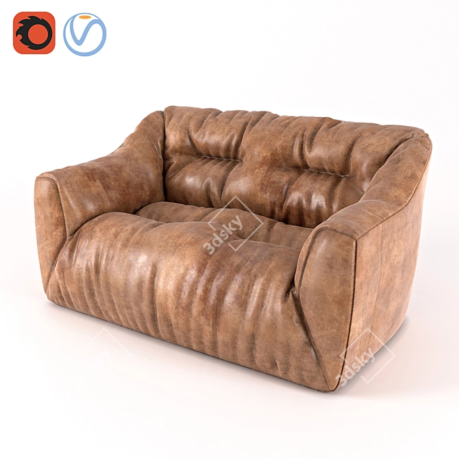 Timothy Oulton Ruffed Sofa: Compact Elegance 3D model image 1