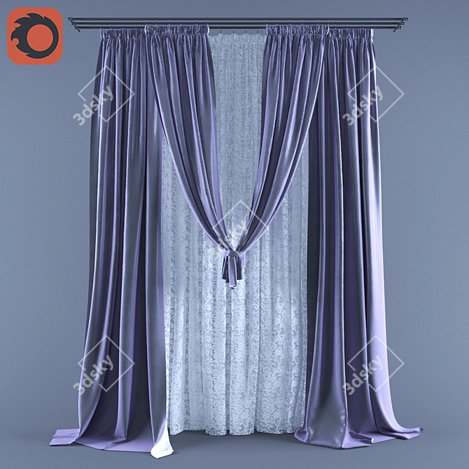 Classic Lace Curtains Bundle 3D model image 1